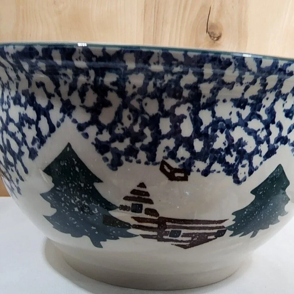 Folk Craft Cabin In Snow Mixing Serving Bowl 10.5" oven dishwasher microwave saf - Picture 11 of 11